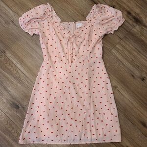 Euc dee elle Pink Polka Dot lips and heart  Dress sz medium